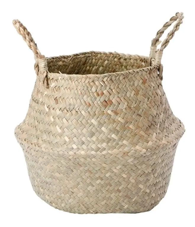 MACETERO CESTO CANASTO DE MIMBRE PLEGABLE PARA PLANTAS - 1