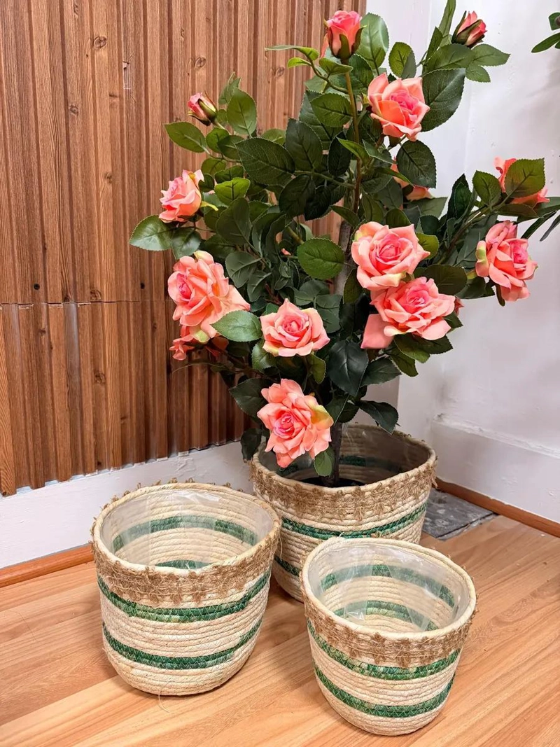 SET DE 3 CANASTOS DE MIMBRE PARA DECORACION Y ALMACENAMIENTO - 5