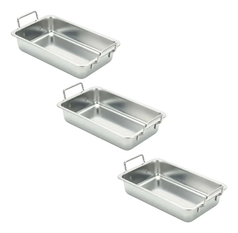 SET DE 3 MINI BANDEJAS DE ACERO INOXIDABLE PARA PICOTEO 11X15X3 CM - 1