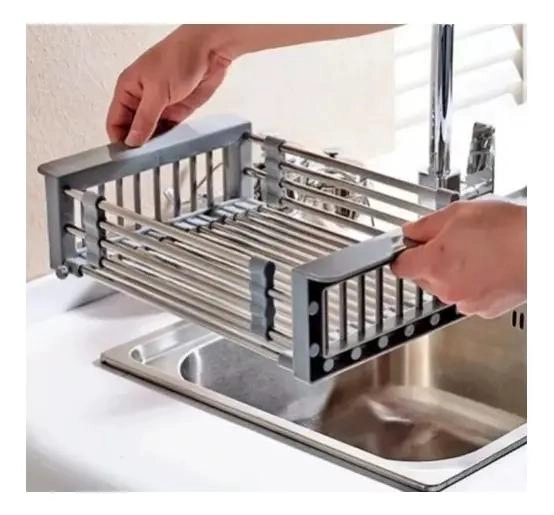 CESTA EXTENSIBLE PARA LAVAPLATOS CON ESCURRIDOR DE ALIMENTOS - 5