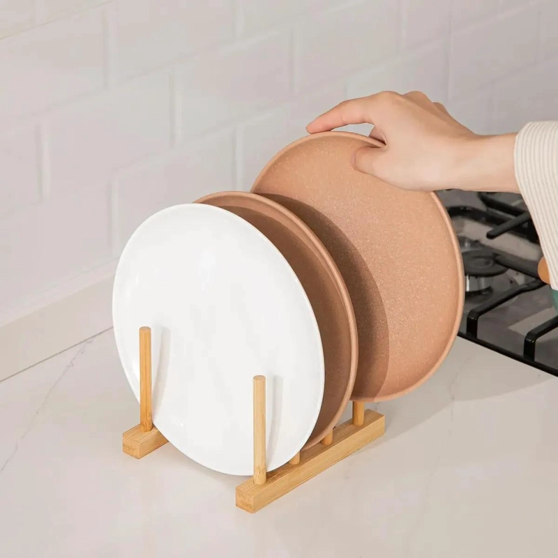 ORGANIZADOR DE COCINA PARA PLATOS Y TAPAS DE MADERA - 2