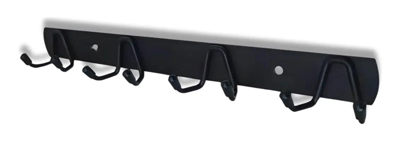PERCHERO DE PARED METALICO NEGRO CON 4 GANCHOS DOBLES MULTIUSO - 1