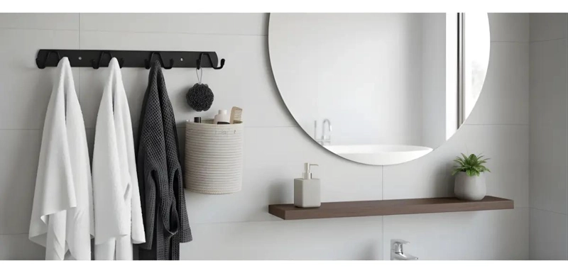 PERCHERO DE PARED METALICO NEGRO CON 4 GANCHOS DOBLES MULTIUSO - 5
