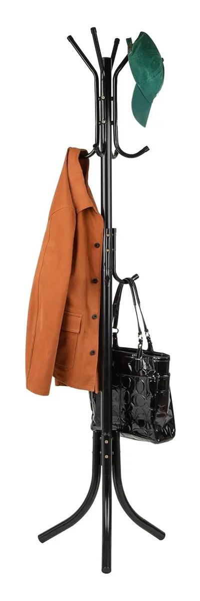 COLGADOR METALICO PARA ROPA CON MULTIPLES PERCHAS Y SOPORTE PARA BOLSOS - 1