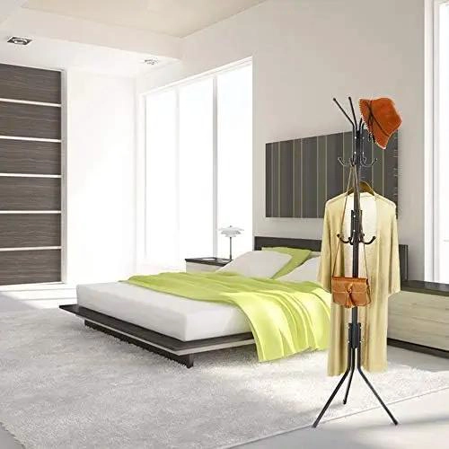 COLGADOR METALICO PARA ROPA CON MULTIPLES PERCHAS Y SOPORTE PARA BOLSOS - 2