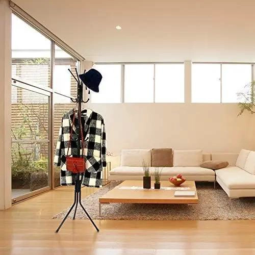 COLGADOR METALICO PARA ROPA CON MULTIPLES PERCHAS Y SOPORTE PARA BOLSOS - 4