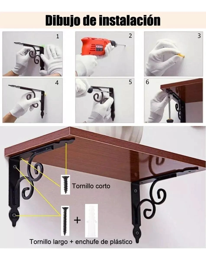 SOPORTES METALICOS FLOTANTES PARA ESTANTES DE PARED EN ANGULO - 3