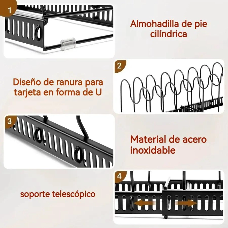 RACK ORGANIZADOR EXPANDIBLE PARA OLLAS, MENAJE Y TAPAS DE COCINA - 5