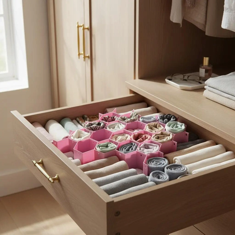 SET ORGANIZADOR PARA CAJON CON COMPARTIMENTOS PARA ROPA INTERIOR Y CALCETINES - 1