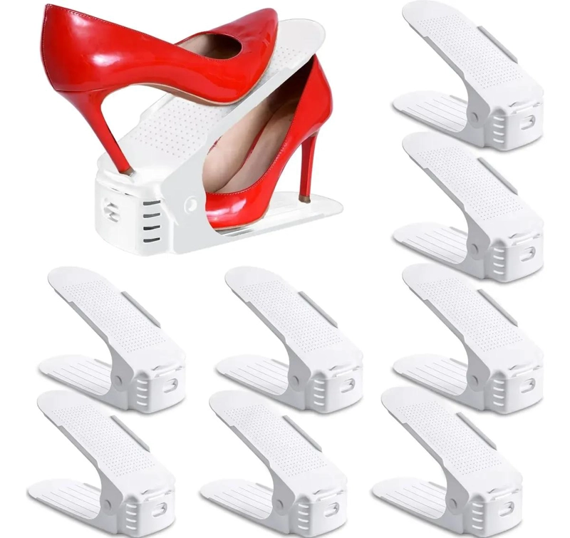 SET DE 8 ORGANIZADORES PARA ZAPATOS CON SOPORTE ALZADOR PARA ZAPATERO - 1
