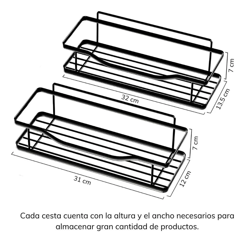 ORGANIZADOR DE DUCHA ADHESIVO CON REPISA DE ACERO INOXIDABLE SET 2 PIEZAS - 2