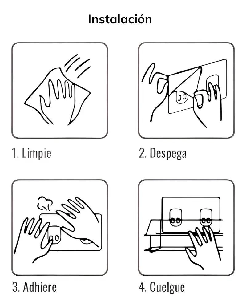 ORGANIZADOR DE DUCHA ADHESIVO CON REPISA DE ACERO INOXIDABLE SET 2 PIEZAS - 4