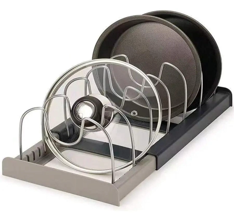 ORGANIZADOR EXPANDIBLE DE ACERO PARA COCINA EN GRIS Y NEGRO - 1