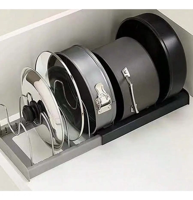 ORGANIZADOR EXPANDIBLE DE ACERO PARA COCINA EN GRIS Y NEGRO - 5