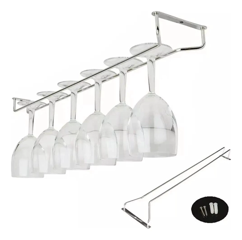 COLGADOR DE COPAS METALICO CROMADO PARA ORGANIZACION EN BARRA - 1