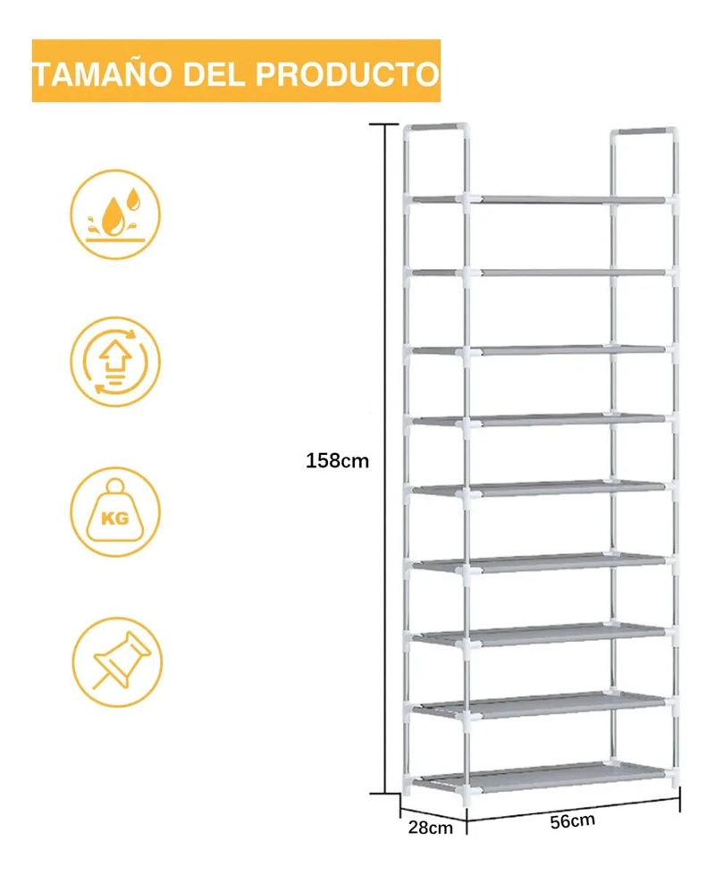 ORGANIZADOR DE ZAPATOS CON 9 PISOS PARA 20 A 30 PARES - 2