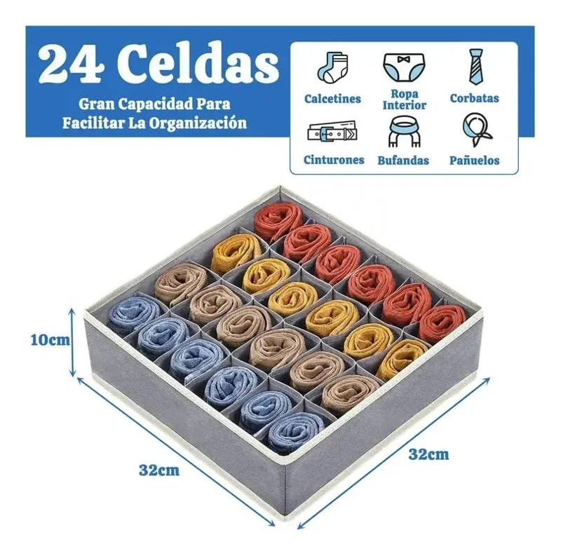 ORGANIZADOR PLEGABLE PARA CAJON CON 24 CELDAS PARA ROPA INTERIOR Y ACCESORIOS - 2