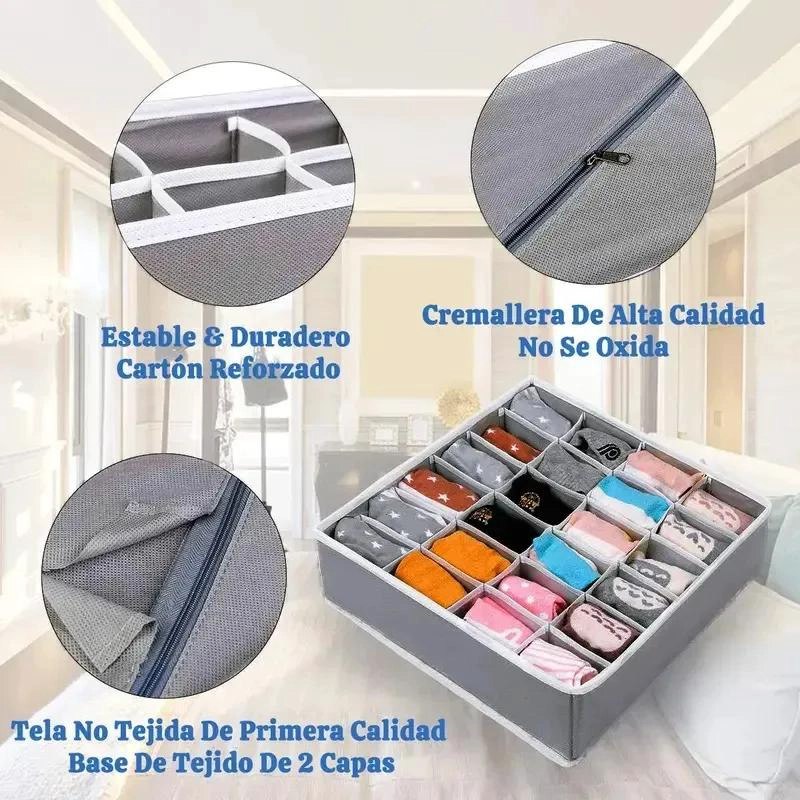 ORGANIZADOR PLEGABLE PARA CAJON CON 24 CELDAS PARA ROPA INTERIOR Y ACCESORIOS - 4