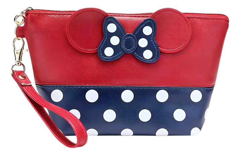 ESTUCHE PARA MAQUILLAJE CON DISEÑO EN COLORES ROJO Y AZUL - 1