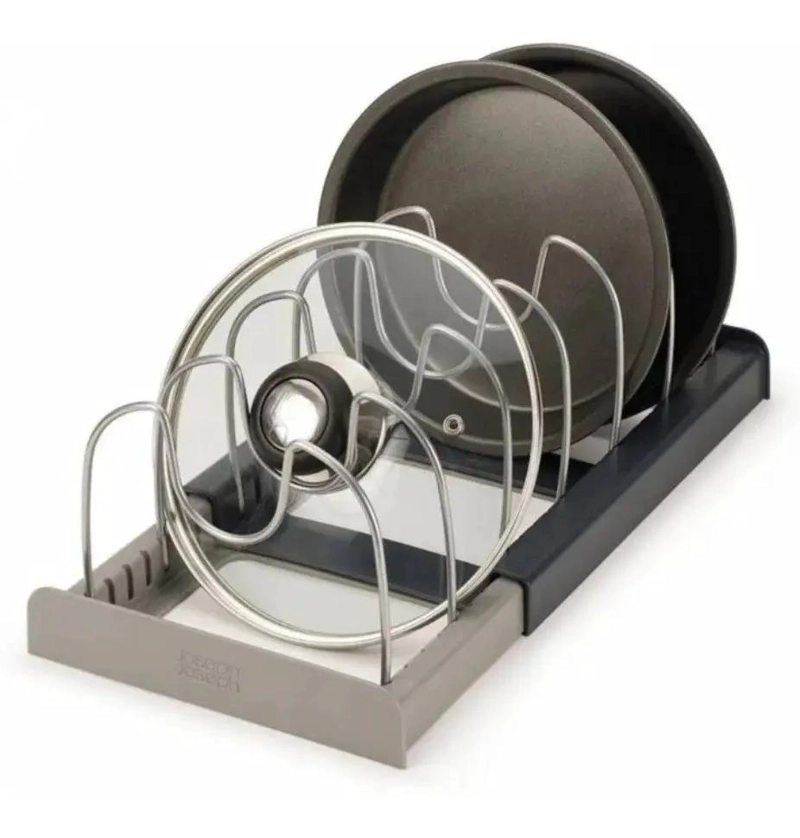RACK ORGANIZADOR EXPANDIBLE PARA OLLAS, TAPAS Y TABLAS EN COLOR NEGRO - 1