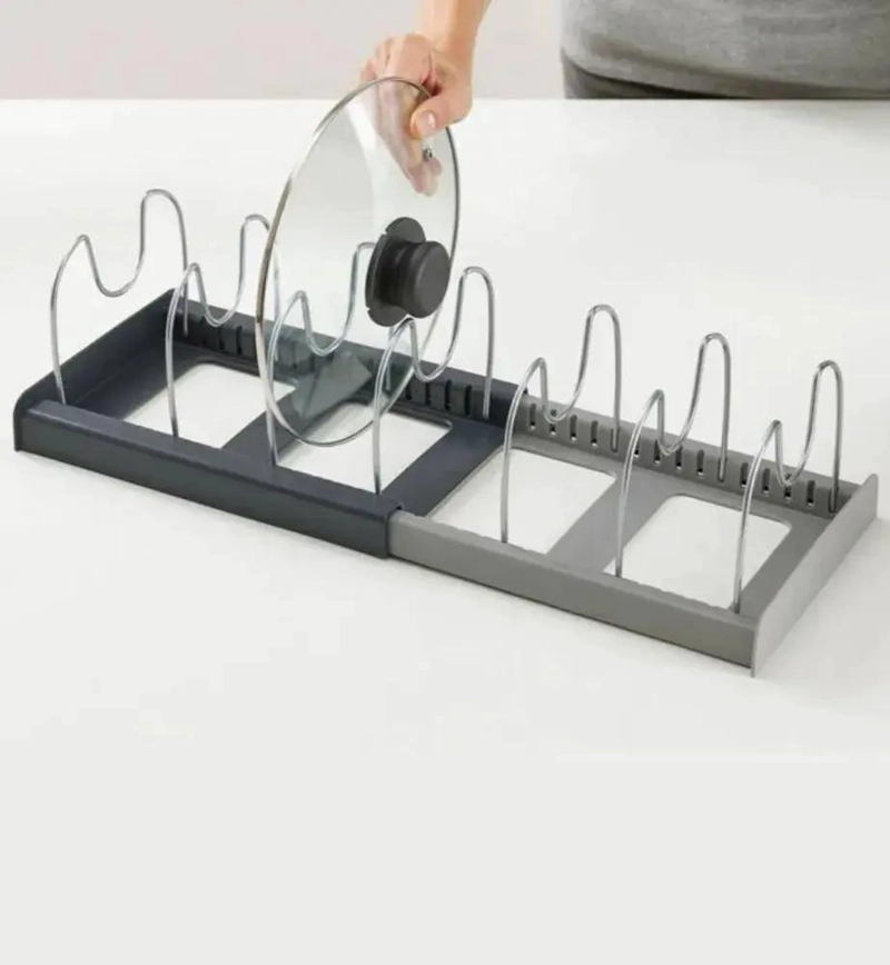 RACK ORGANIZADOR EXPANDIBLE PARA OLLAS, TAPAS Y TABLAS EN COLOR NEGRO - 3