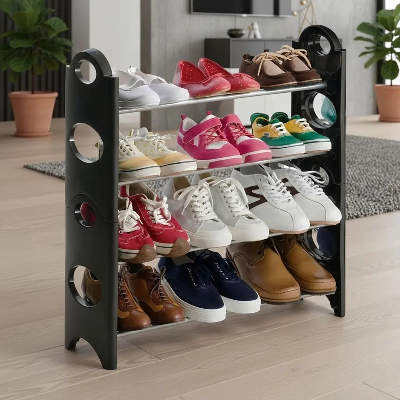 ORGANIZADOR PARA ZAPATOS CON 4 NIVELES Y CAPACIDAD PARA 8 PARES COLOR NEGRO - 1