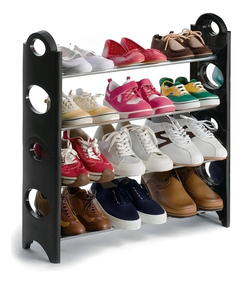 ORGANIZADOR PARA ZAPATOS CON 4 NIVELES Y CAPACIDAD PARA 8 PARES COLOR NEGRO - 2