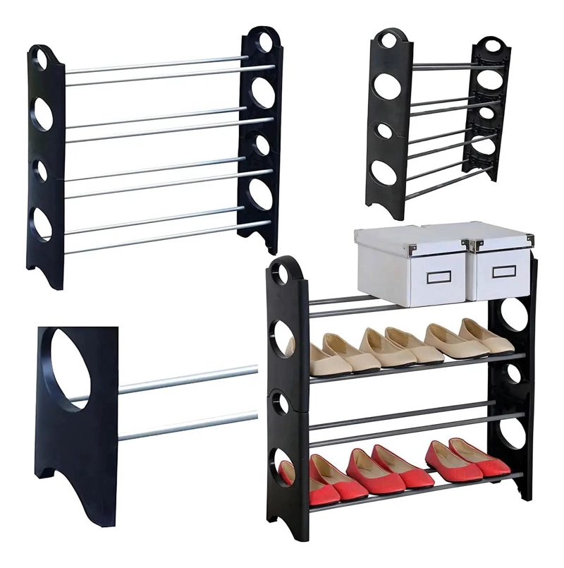 ORGANIZADOR PARA ZAPATOS CON 4 NIVELES Y CAPACIDAD PARA 8 PARES COLOR NEGRO - 5