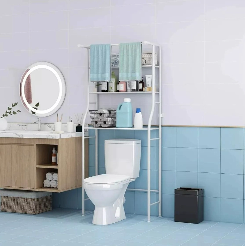 REPISA PORTATIL DE FIERRO PARA BAÑO CON ESTANTES ORGANIZADORES - 2