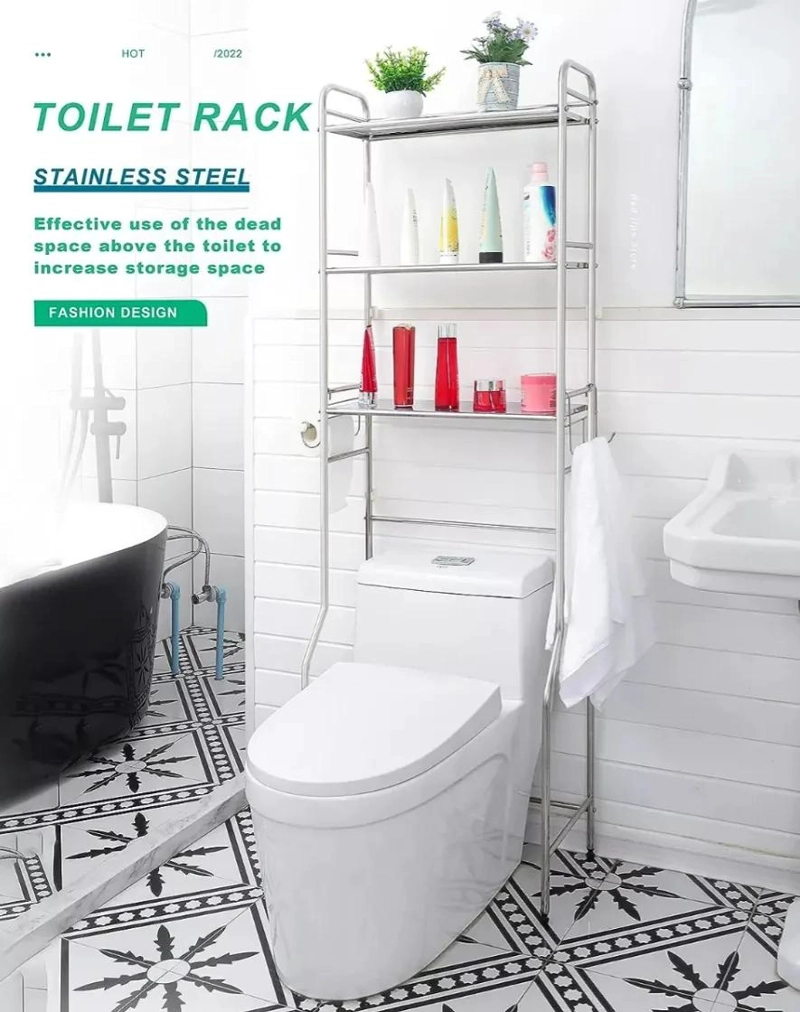 REPISA PORTATIL DE FIERRO PARA BAÑO CON ESTANTES ORGANIZADORES - 3