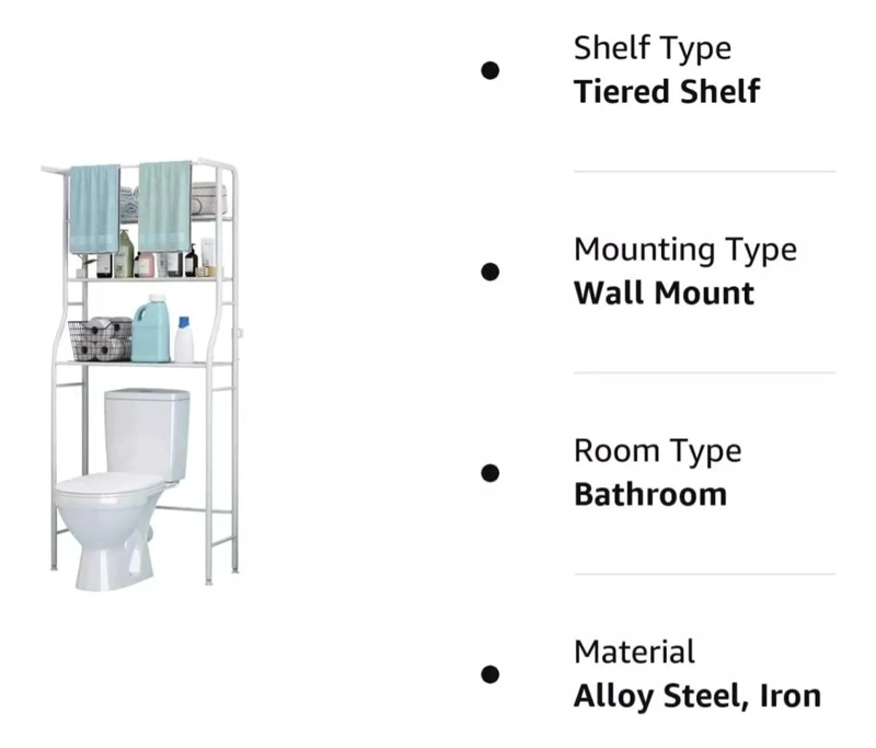 REPISA PORTATIL DE FIERRO PARA BAÑO CON ESTANTES ORGANIZADORES - 5