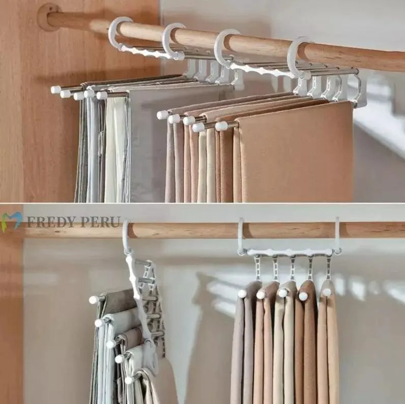SET DE 2 GANCHOS ORGANIZADORES PARA PANTALONES QUE OPTIMIZAN ESPACIO - 2