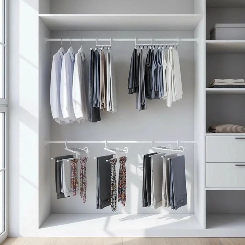 SET DE 2 GANCHOS ORGANIZADORES PARA PANTALONES QUE OPTIMIZAN ESPACIO - 4