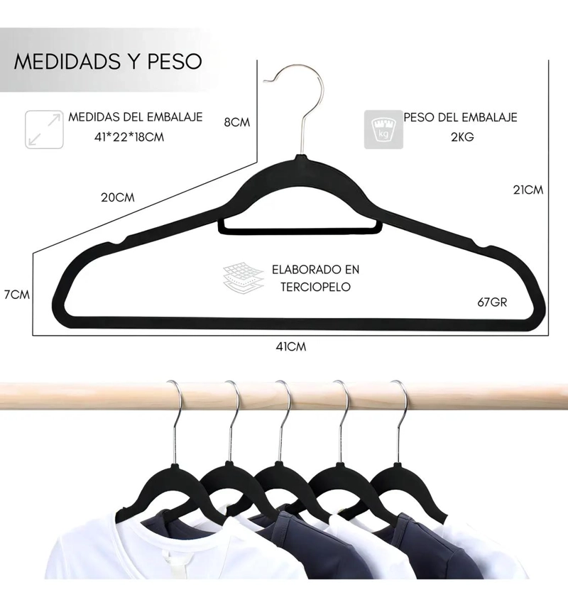 SET DE 30 COLGADORES DE ROPA DE TERCIOPELO ANTIDESLIZANTES - 2