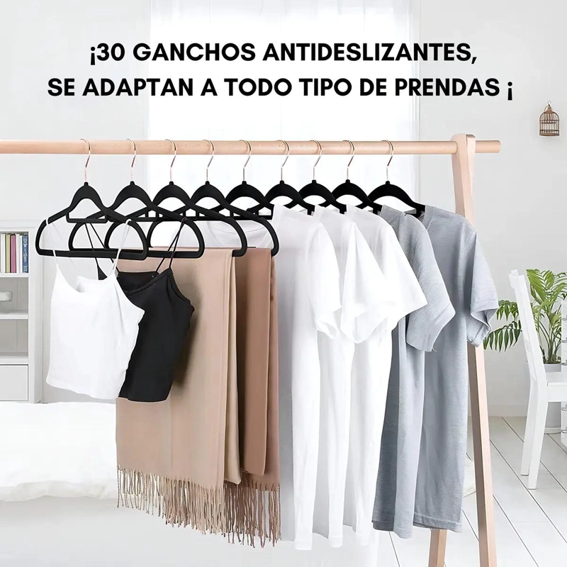 SET DE 30 COLGADORES DE ROPA DE TERCIOPELO ANTIDESLIZANTES - 3
