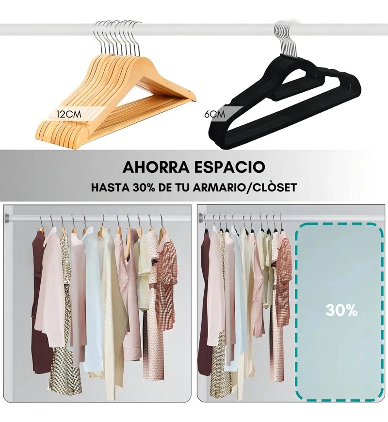 SET DE 30 COLGADORES DE ROPA DE TERCIOPELO ANTIDESLIZANTES - 4