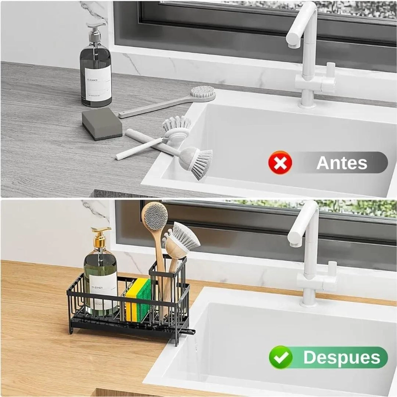 ORGANIZADOR DE COCINA PARA ESPONJAS Y UTENSILIOS CON ESCURRIDOR - 4