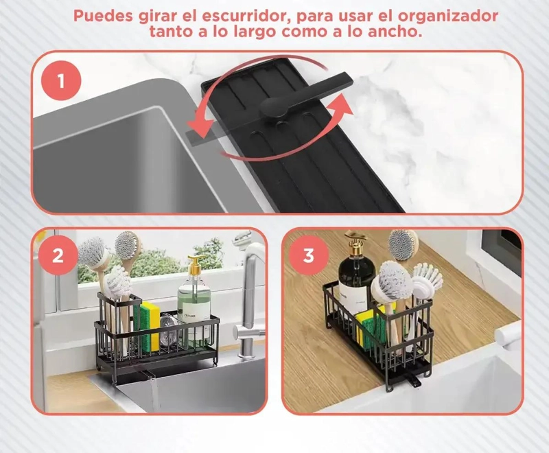 ORGANIZADOR DE COCINA PARA ESPONJAS Y UTENSILIOS CON ESCURRIDOR - 5