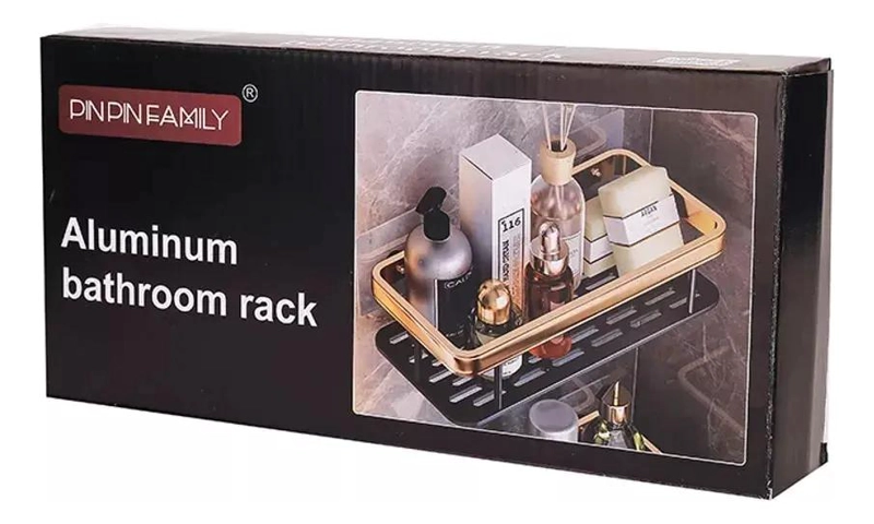 ORGANIZADOR DE BAÑO ADHESIVO CON 2 ESTANTES DE ALUMINIO RESISTENTE - 5