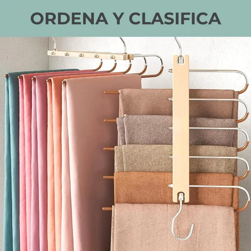 COLGADOR ANTIDESLIZANTE PARA 5 PANTALONES Y ROPA VARIADA - 3