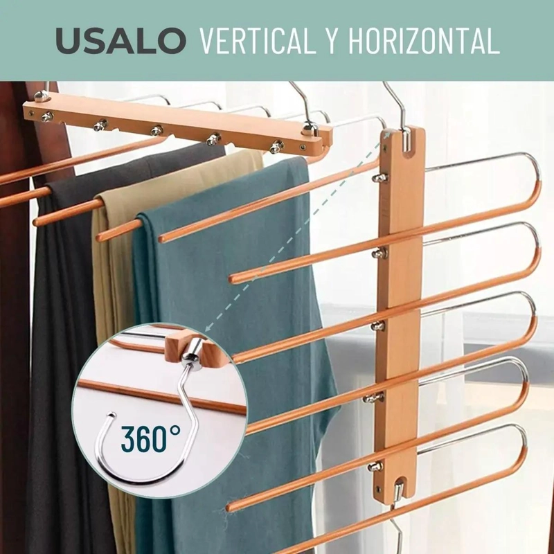 COLGADOR ANTIDESLIZANTE PARA 5 PANTALONES Y ROPA VARIADA - 4