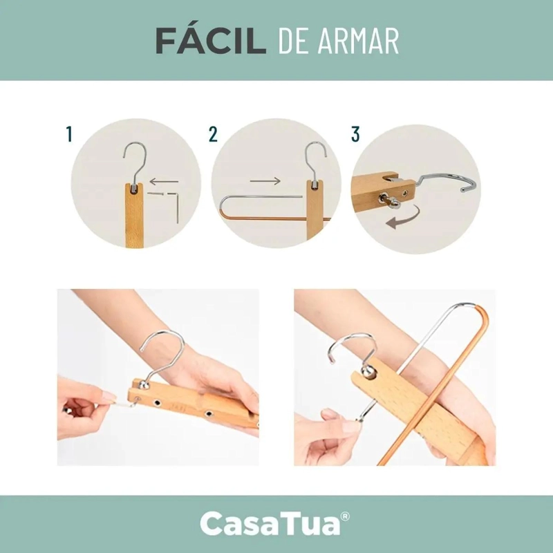 COLGADOR ANTIDESLIZANTE PARA 5 PANTALONES Y ROPA VARIADA - 5