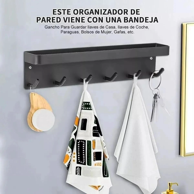 COLGADOR PARA LLAVES CON COMPARTIMIENTO ORGANIZADOR Y ALMACENAMIENTO - 4