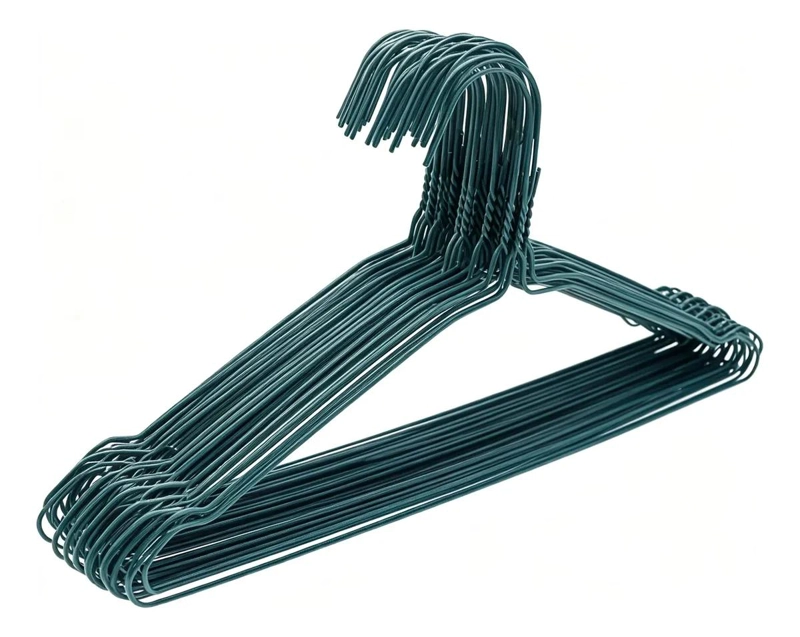 SET DE 60 COLGADORES METALICOS ANTIDESLIZANTES PARA ROPA AZUL - 1