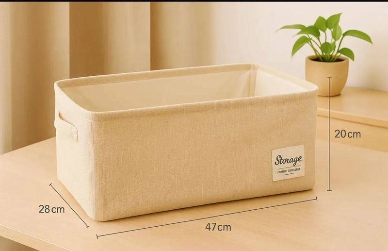 SET DE 2 CAJAS ORGANIZADORAS DE TELA CON AGARRADERA BEIGE Y GRIS - 2