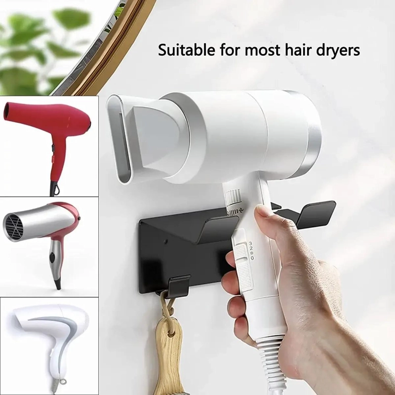SOPORTE METALICO PARA SECADOR DE PELO CON ADHESIVO Y TORNILLOS - 5
