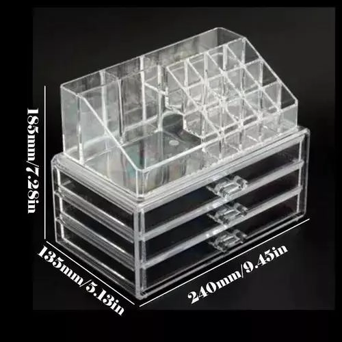 CAJA ORGANIZADORA ACRILICA PARA MAQUILLAJE Y COSME TICOS CON COMPARTIMENTOS - 2