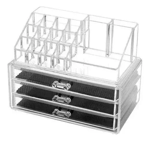 CAJA ORGANIZADORA ACRILICA PARA MAQUILLAJE Y COSME TICOS CON COMPARTIMENTOS - 3