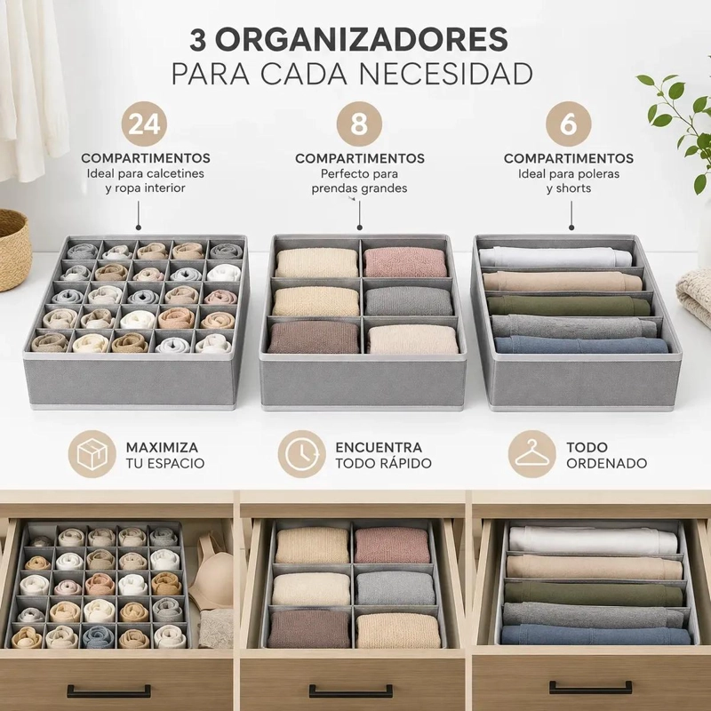 CAJA ORGANIZADORA PLEGABLE CON MULTIPLES COMPARTIMENTOS 30X30 CM - 2