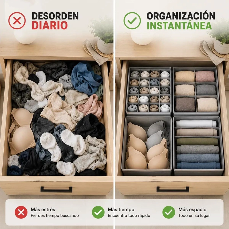 CAJA ORGANIZADORA PLEGABLE CON MULTIPLES COMPARTIMENTOS 30X30 CM - 4